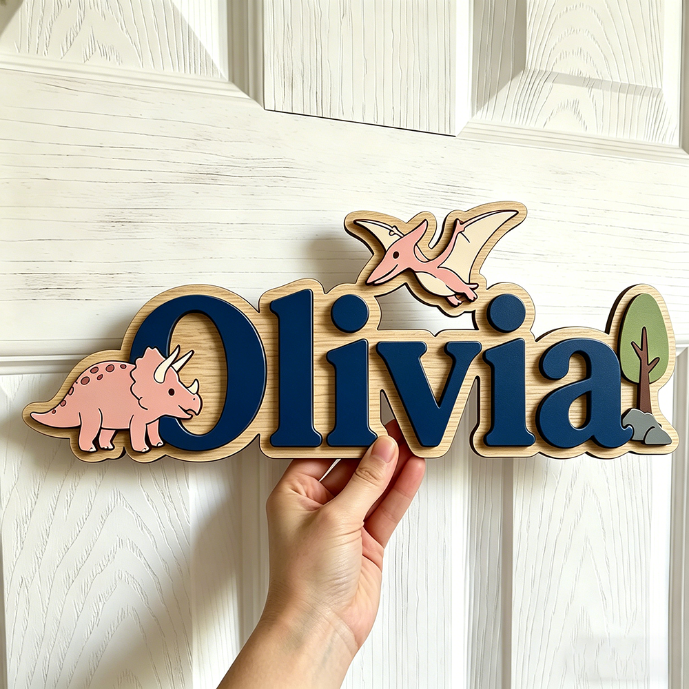 Interior Design Names - Personalized Dinosaur Name Sign for The