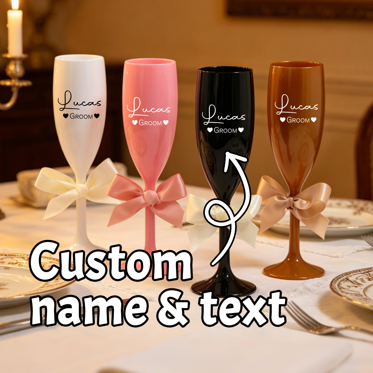 Interior Design Names - Custom Name Champagne Flute, Personalized Shatterproof