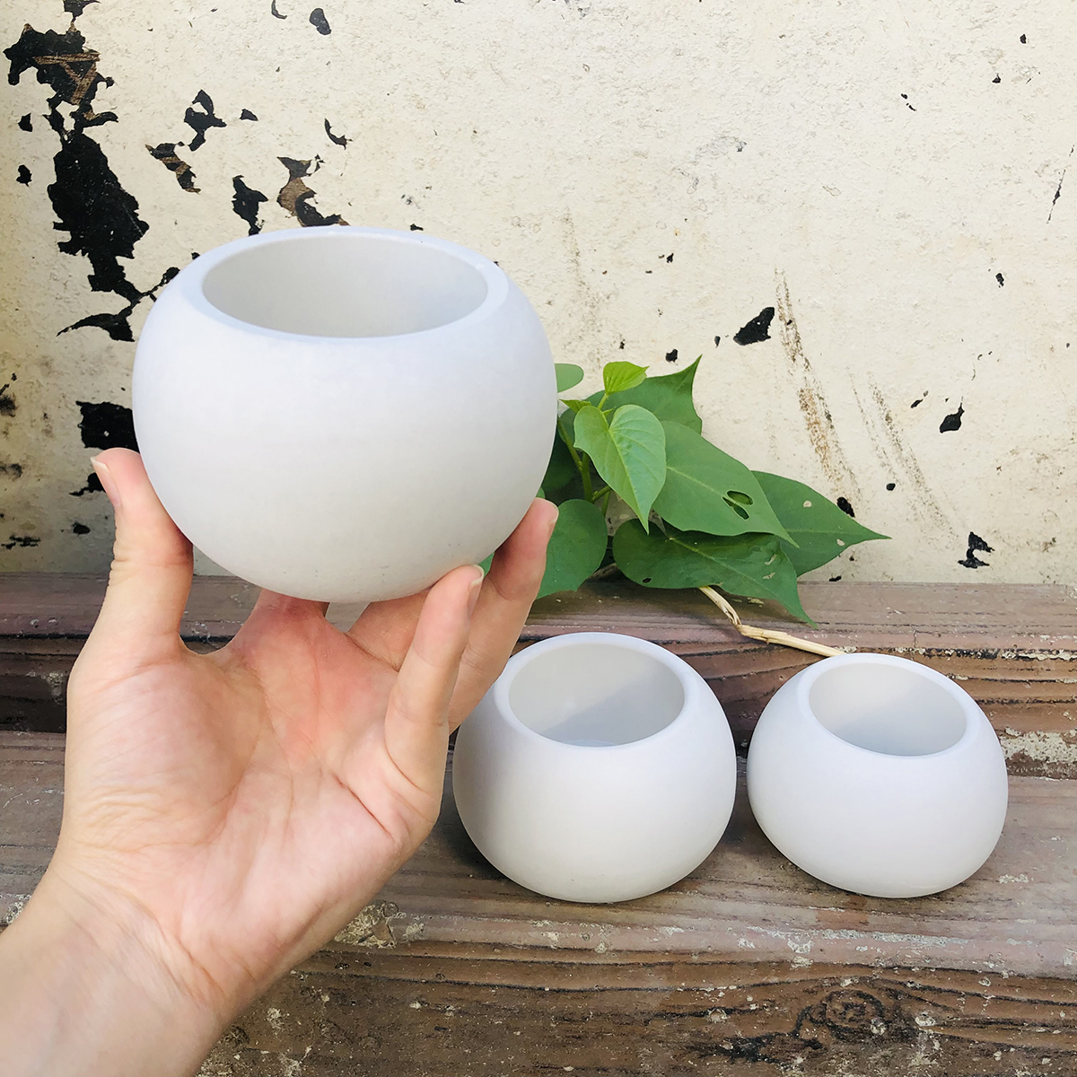 3pcs Round Flower Pot Silicone - Terrazzo Pot Cement ulasan dan harga