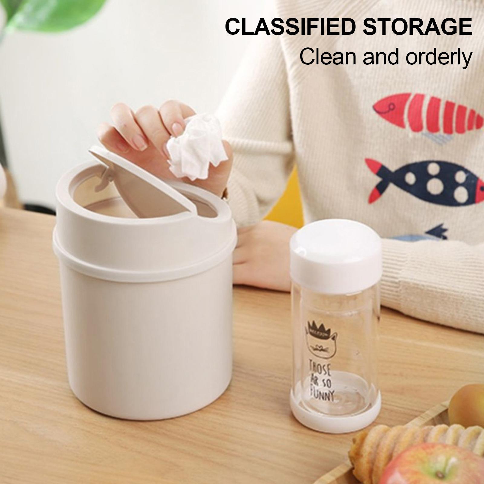 Mini Desktop Trash Can with Li - Interior Design Your Home ulasan dan harga