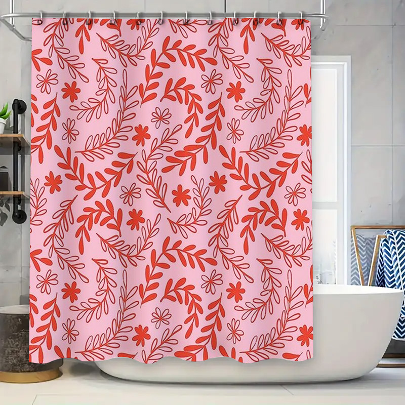 Pink Red Floral Shower Curtain - Interior Design Your Home ulasan dan harga