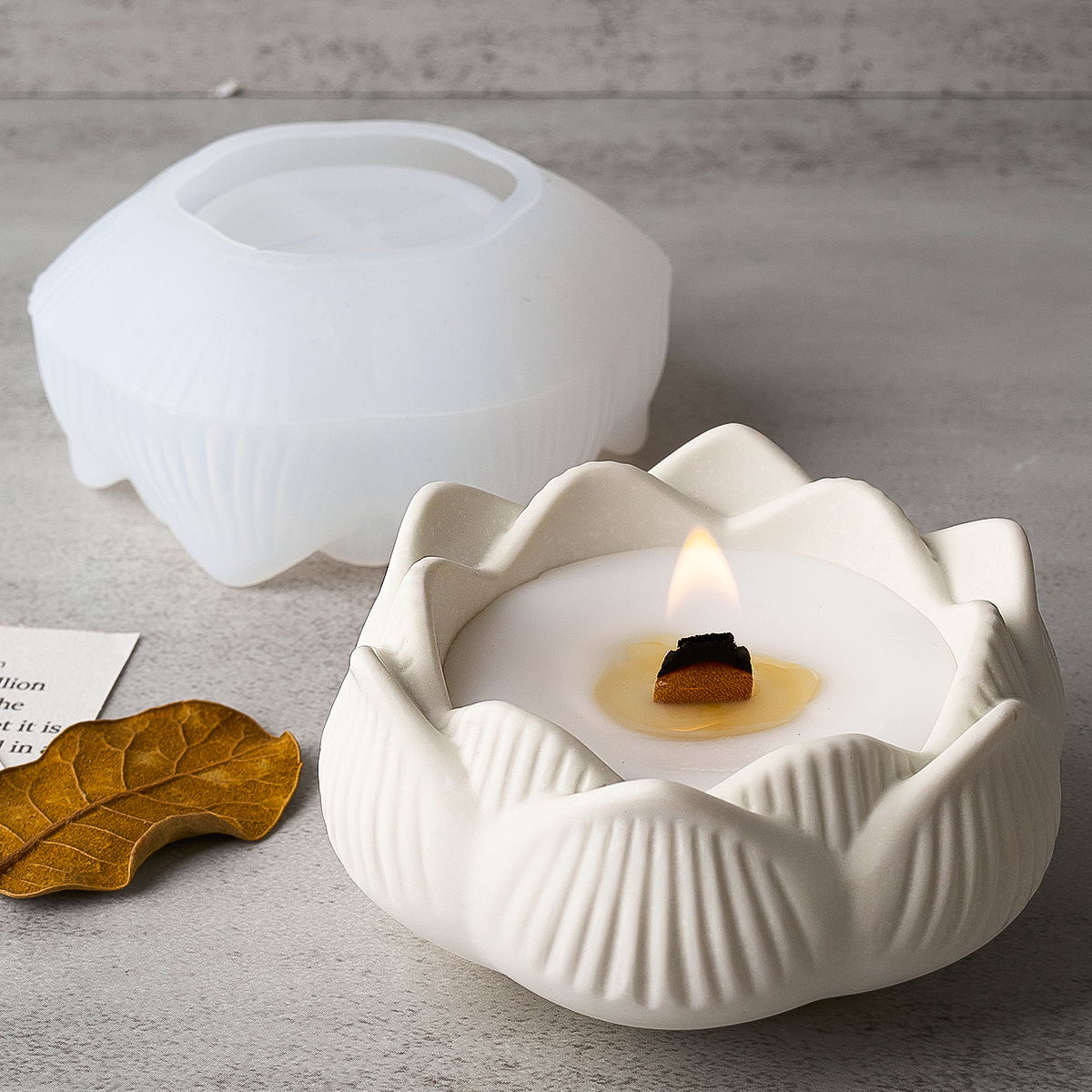 Lotus Shape Candle Holder Plas - Terrazzo Pot Cement ulasan dan harga
